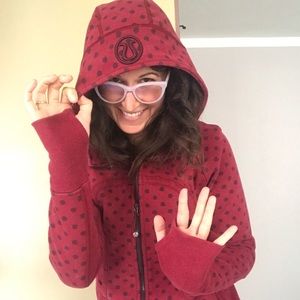 Red polka dotted lulu hoodie